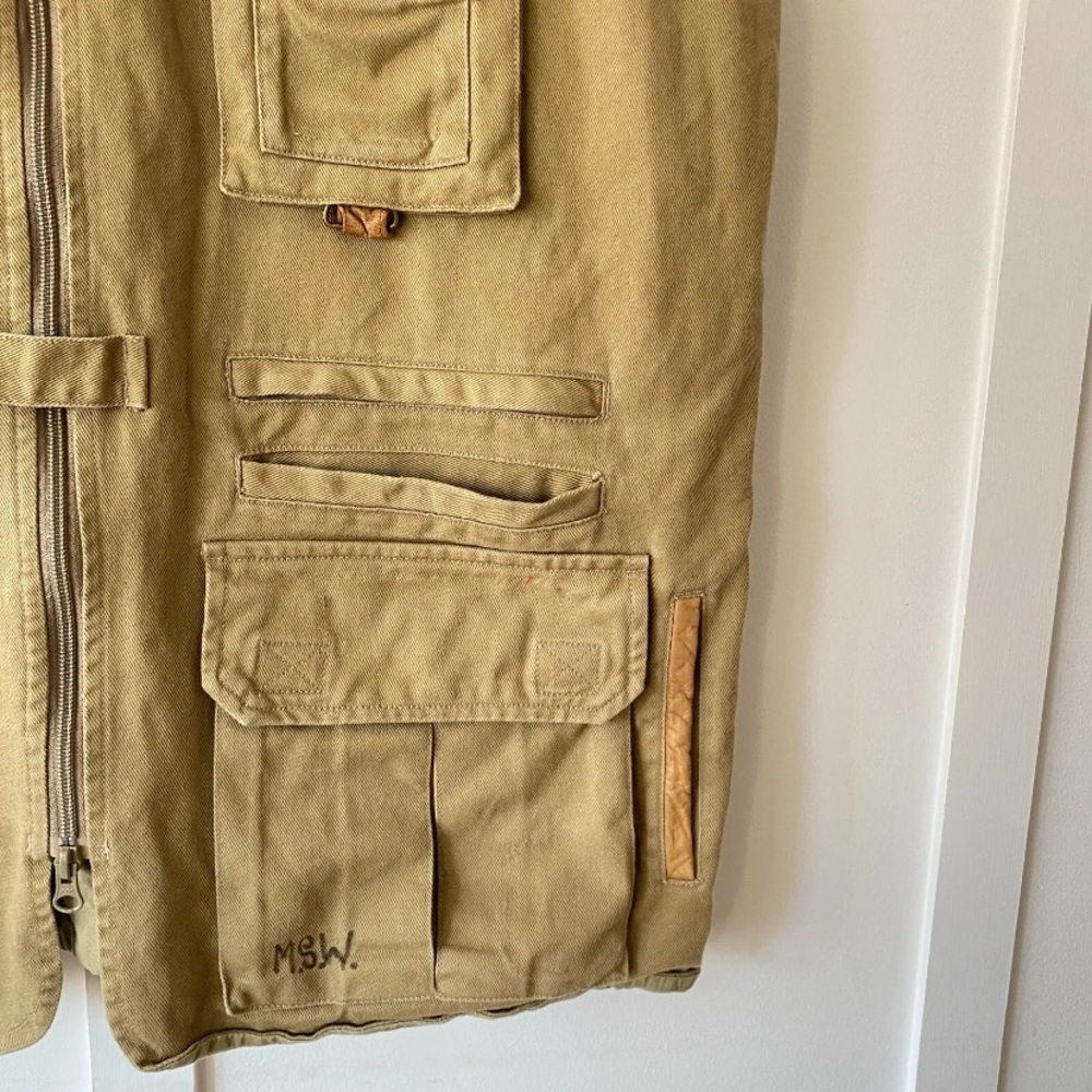 Orvis Zambezi Fishing Vest Size XL Khaki Beige Twill Vintage Hunting Rare - Picture 5 of 15
